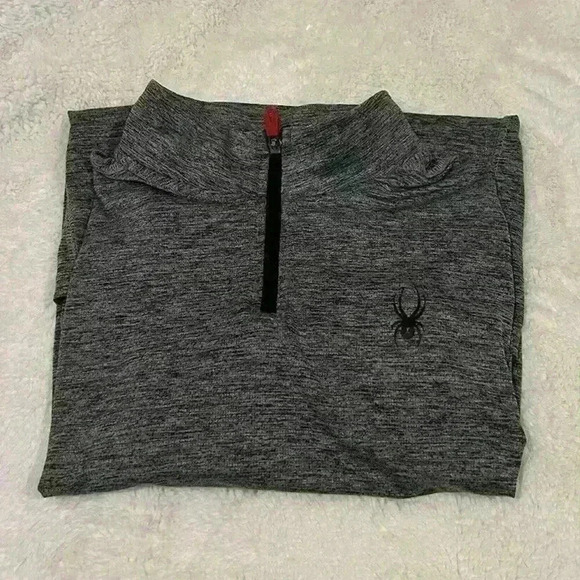 SPYDER ACTIVE Quarter Zip Top Men size Large Gray Athleisure Long Sleeve Outdoor - Picture 1 of 8